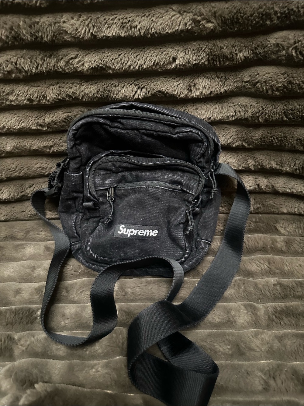 Supreme Black Shoulder/Crossbody Bag with White Logo